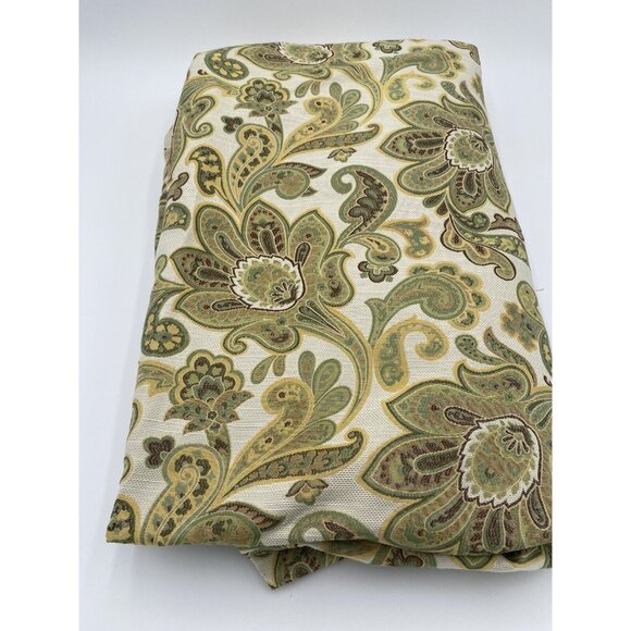 Green Ivory Paisley Drapes Tiebacks Lined Room Darkening Curtains Custom Made